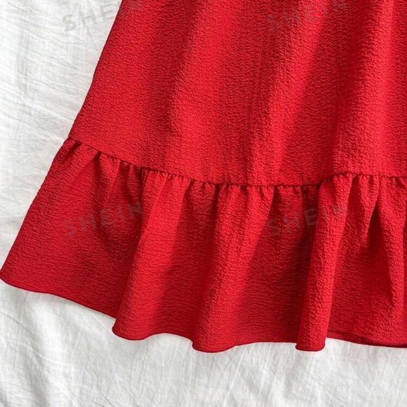 SHEIN Dreamara Red Hollow Out Back Vacation Halter Dress, NEW, Size 8/10 L - Picture 6 of 6